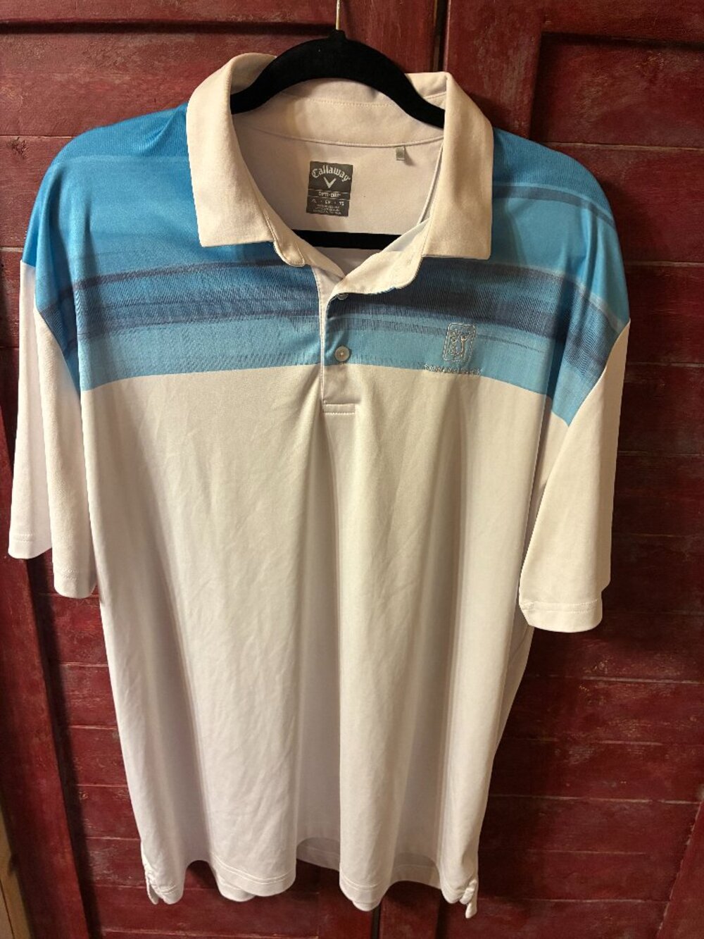 Callaway Opti-Dry Golf Shirt Blue White Size XL Dorado Beach Logo Puerto Rico.